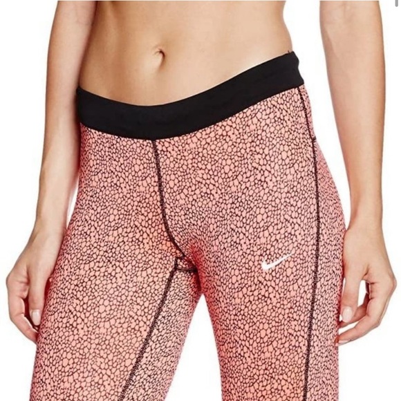 Nike Dri-Fit AOP Relay Crop Running Tights Coral/Black, Medium - Picture 2 of 12